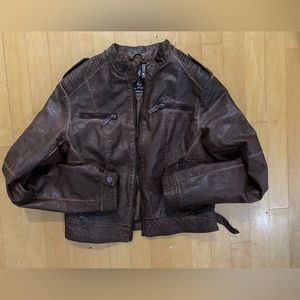 Faux leather bomber jacket